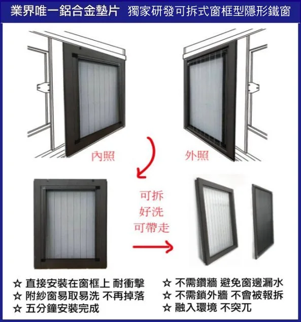 窗框型隱形鐵窗